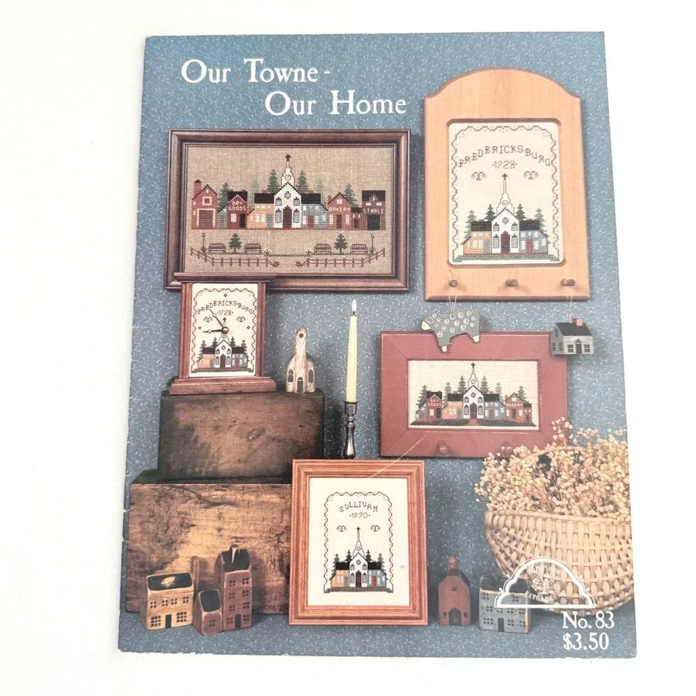 Lot of 3 Vintage Cross Stitch Pattern‎ Books Village Sampler Country Folk Art